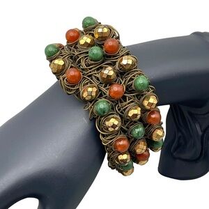 Dayne Duvall Handcrafted Artisan Wire & Beaded Statement Cuff Bracelet